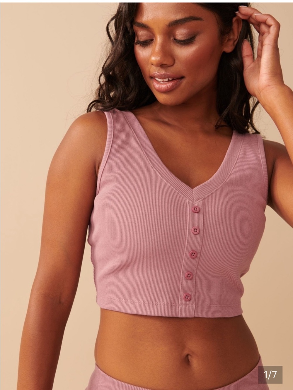 La Vie En Rose Lavender Ribbed Leggings and Crop Top Set size xs